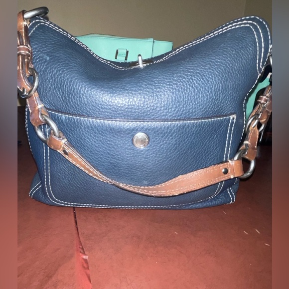 Coach 2009 Chelsea Pebble Leather Turnlock Bag EUC Navy nautical staple chrome - Picture 1 of 16
